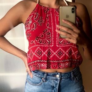Vintage Red Paisley Bandana Halter Top